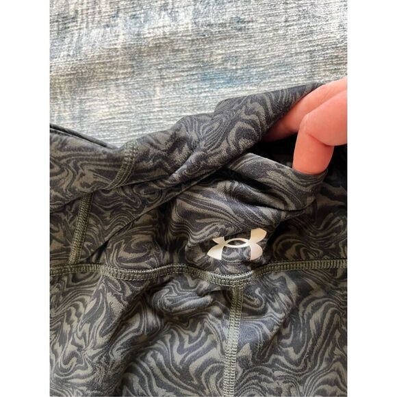 Under Armour Black Gray Green Abstract Marble Print Back Pocket Ankle Legging M - Picture 6 of 8